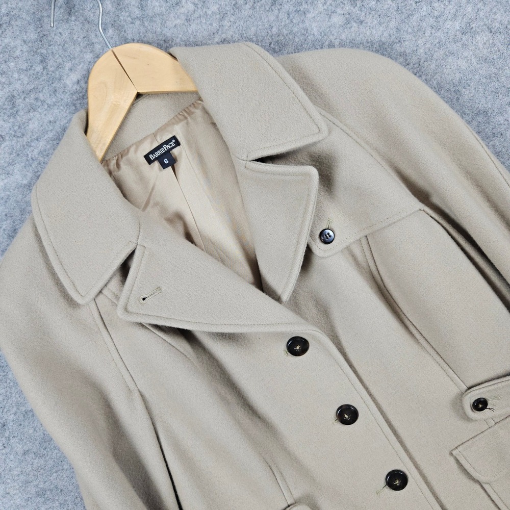 Barrie Pace Women's Size 6 Wool Blend Beige Button Front Jacket Coat Office Work